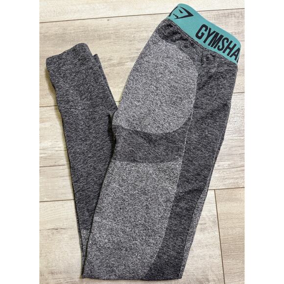 Gymshark Leggings Women's MEDIUM Gray Blue Flex Dry Seamless Full Length Pants - Picture 1 of 6